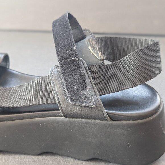 Black suede and leather strappy velcro sandals  made in Italy size 39 - Picture 7 of 11